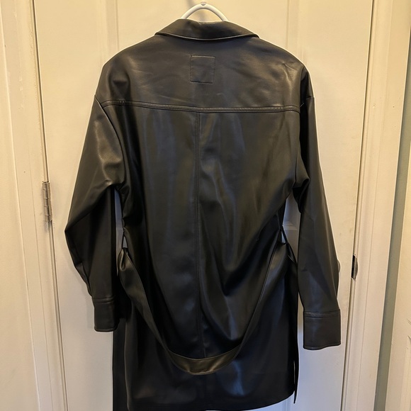 Faux Leather Black Shirt Jacket - Picture 2 of 3